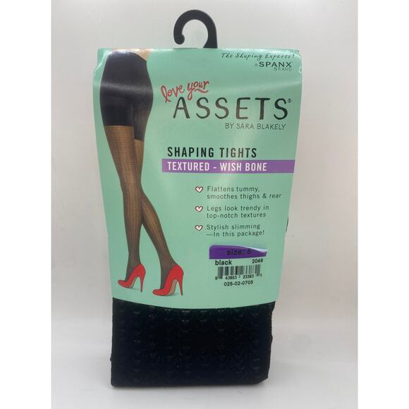 Love Your Assets Textured Shaping Tights Wishbone Black Size 5  SPANX - Picture 1 of 4